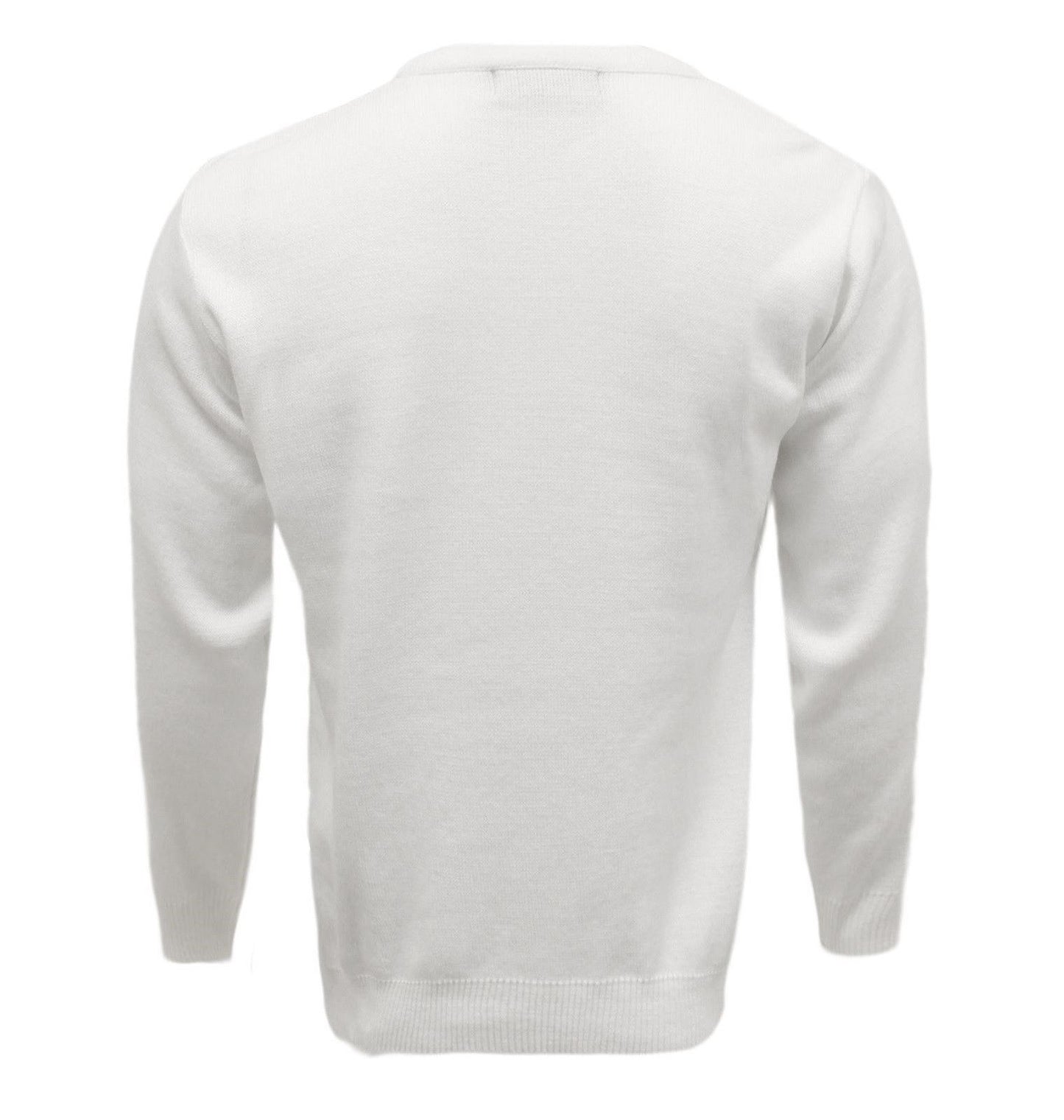 Style Moda Mens Knitted Bowling White Jumper Embroidery Logo S-5XL