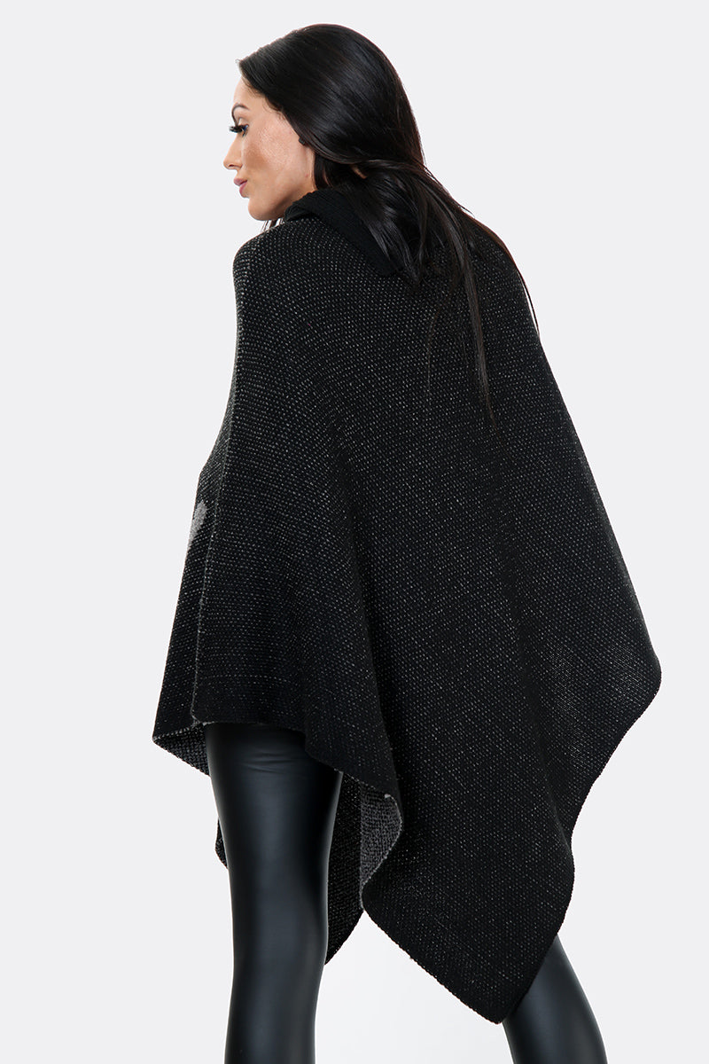 Style Moda Deer Poncho Shawl Knitted One Size