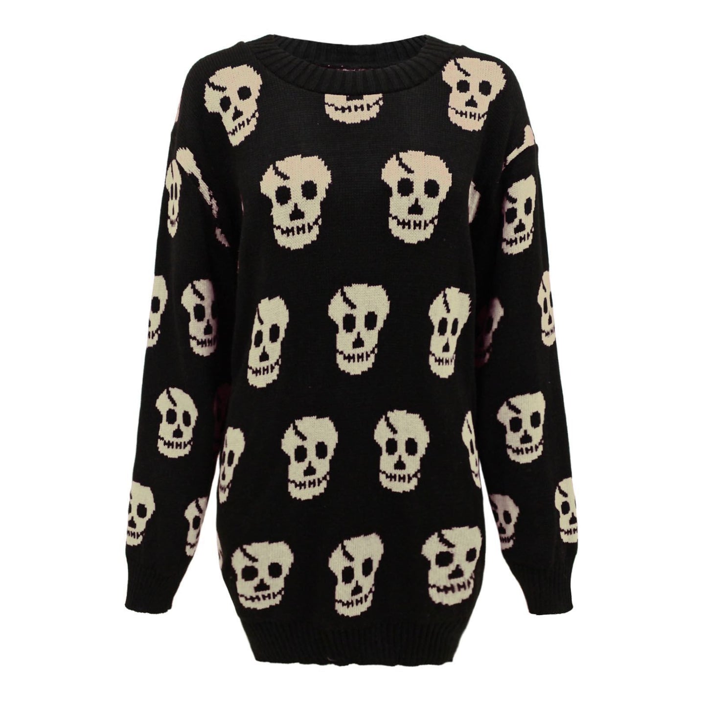 Ladies Skull Knitted Crew Neck Pullover Jumper Sweaters