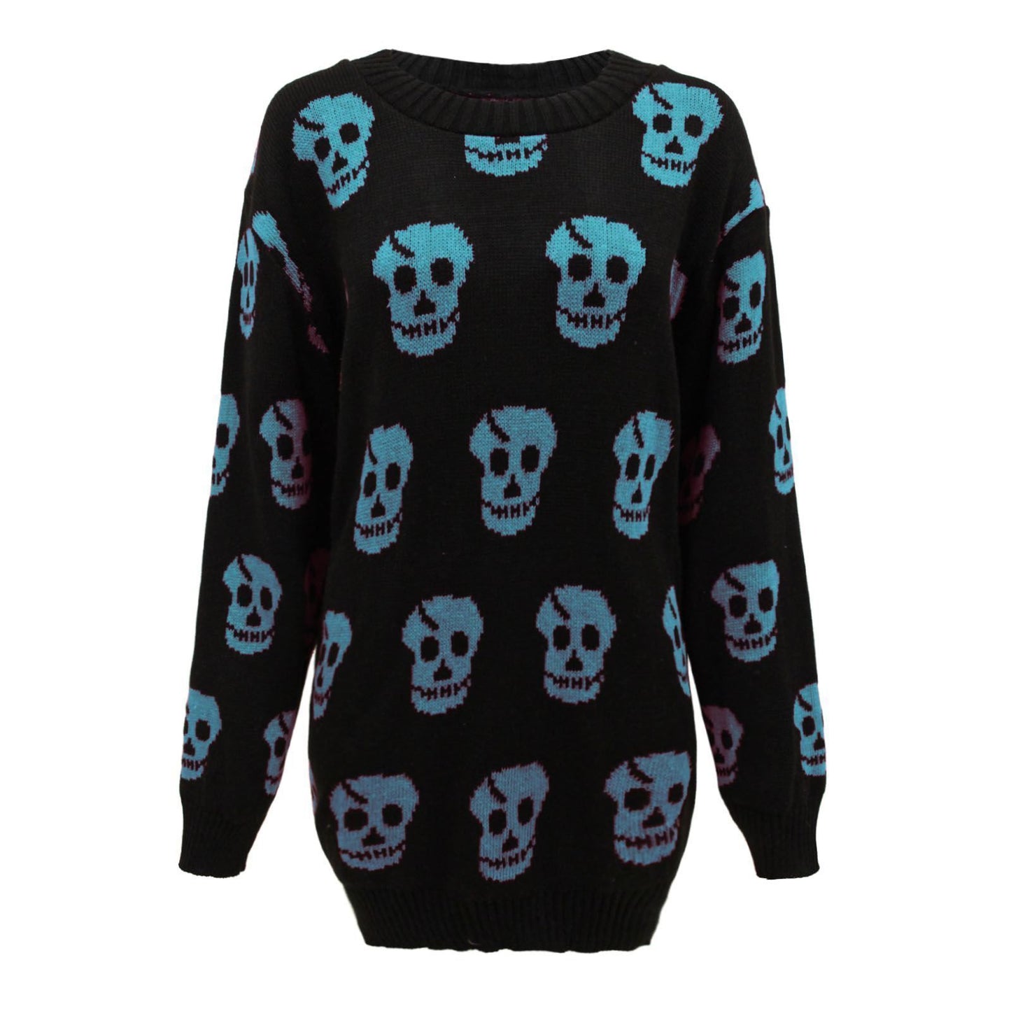 Ladies Skull Knitted Crew Neck Pullover Jumper Sweaters