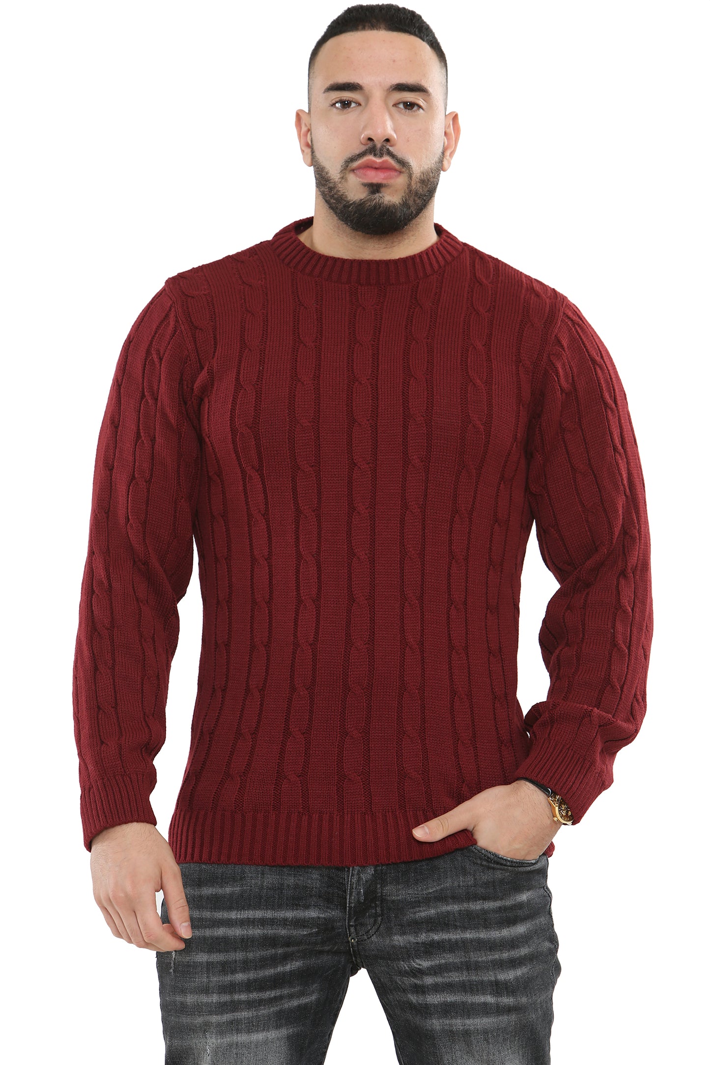 Style Moda Men’s Chunky Cable Knit Pullover Jumper