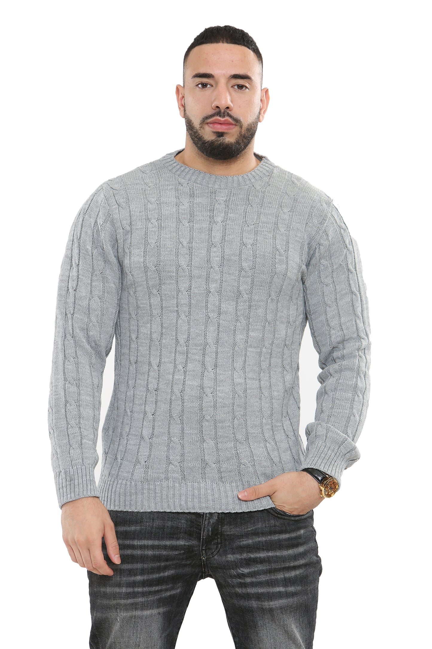 Style Moda Men’s Chunky Cable Knit Pullover Jumper