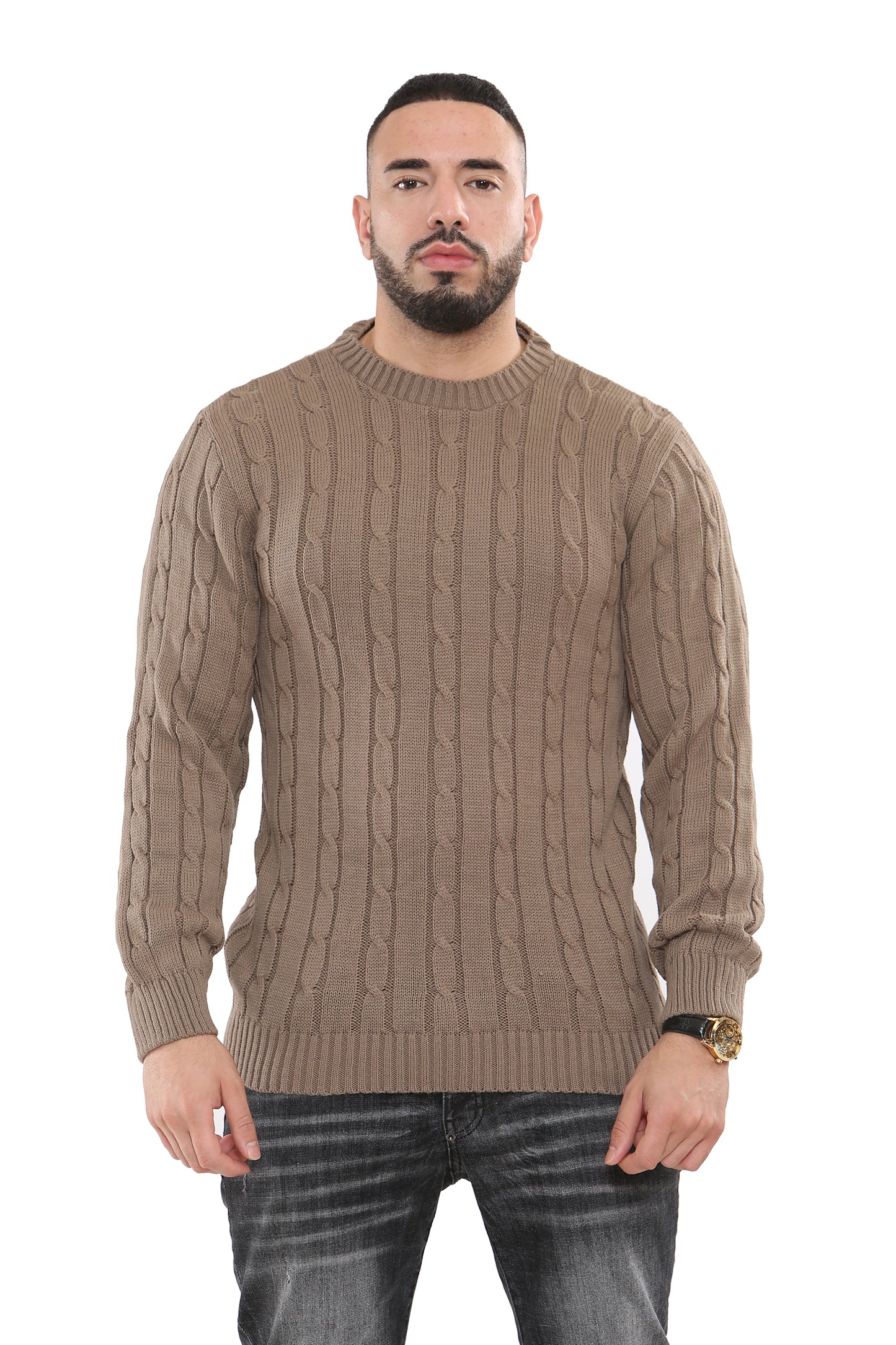 Style Moda Men’s Chunky Cable Knit Pullover Jumper