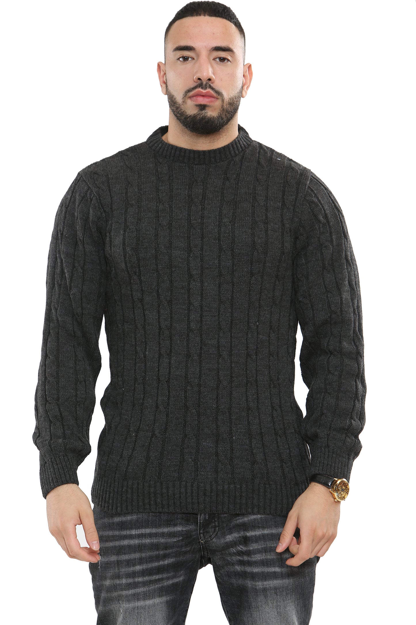 Style Moda Men’s Chunky Cable Knit Pullover Jumper