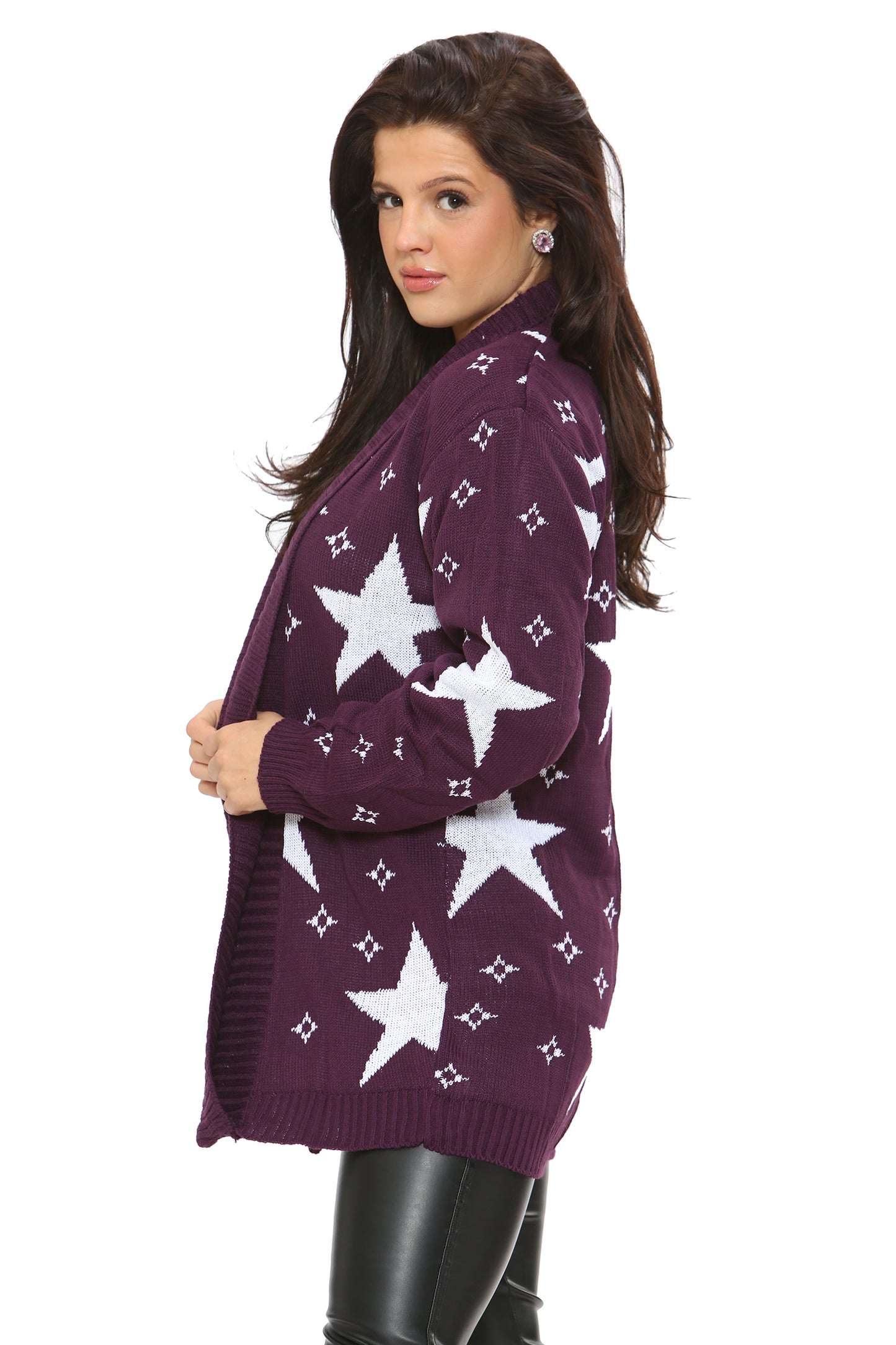 Style Moda Women’s Star Pattern Knitted Open Cardigans