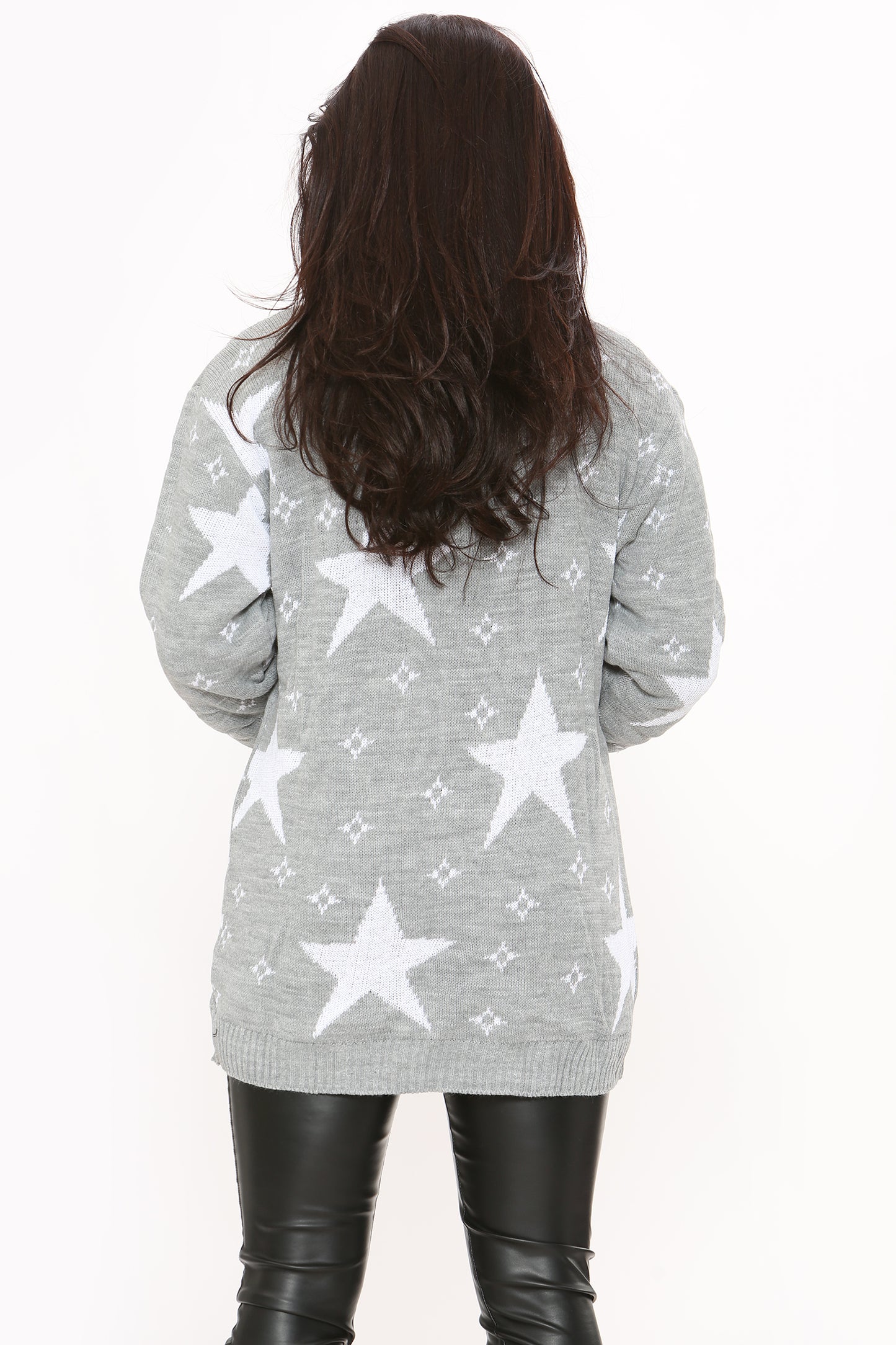 Style Moda Women’s Star Pattern Knitted Open Cardigans