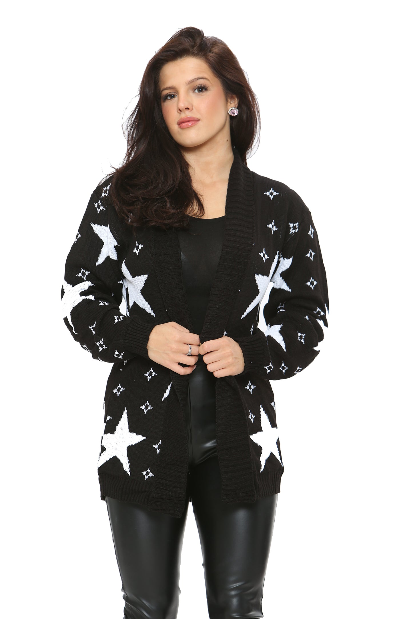 Style Moda Women’s Star Pattern Knitted Open Cardigans