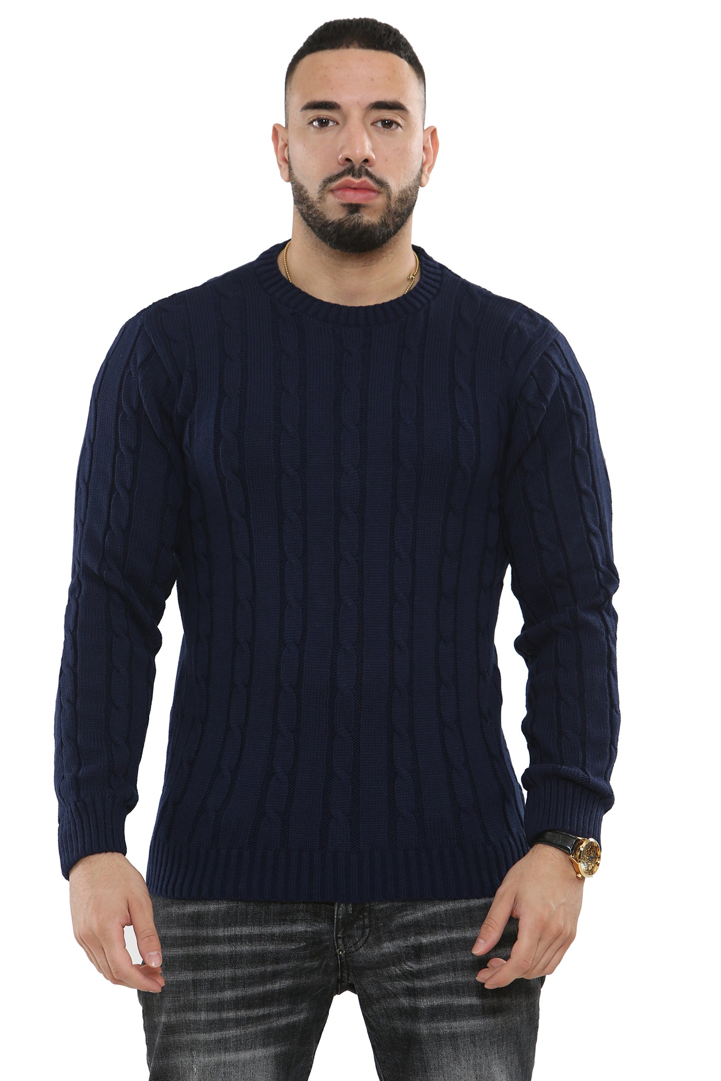 Style Moda Men’s Chunky Cable Knit Pullover Jumper