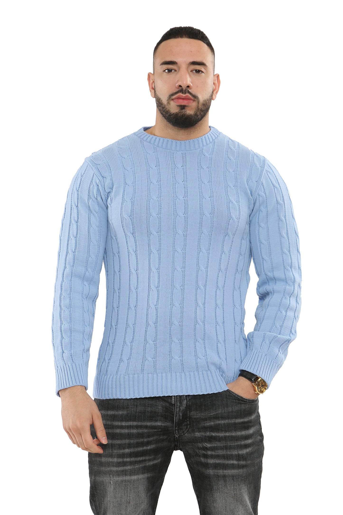 Style Moda Men’s Chunky Cable Knit Pullover Jumper