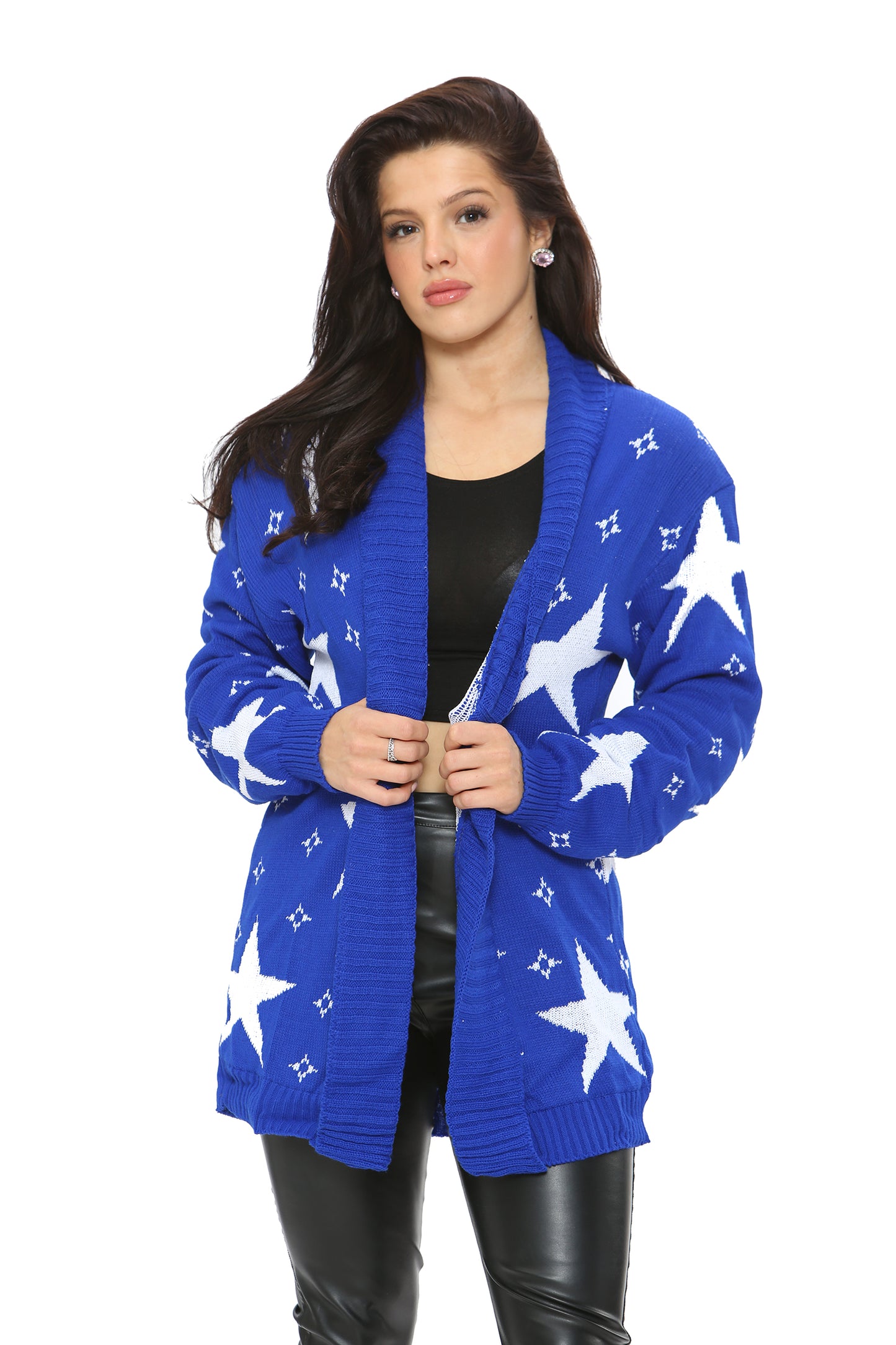 Style Moda Women’s Star Pattern Knitted Open Cardigans