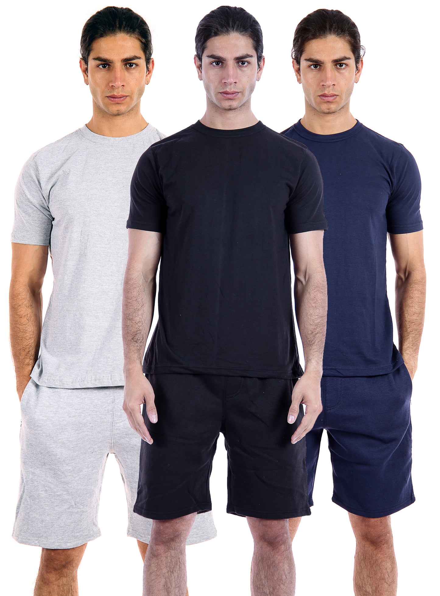 Style Moda Men's Crew Neck T-Shirt & Zipper Shorts Set Loungewear