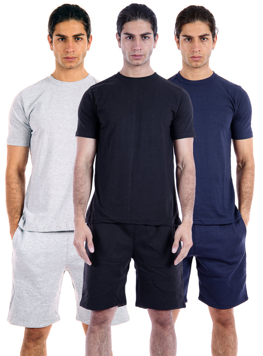 Style Moda Men's Crew Neck T-Shirt & Zipper Shorts Set Loungewear