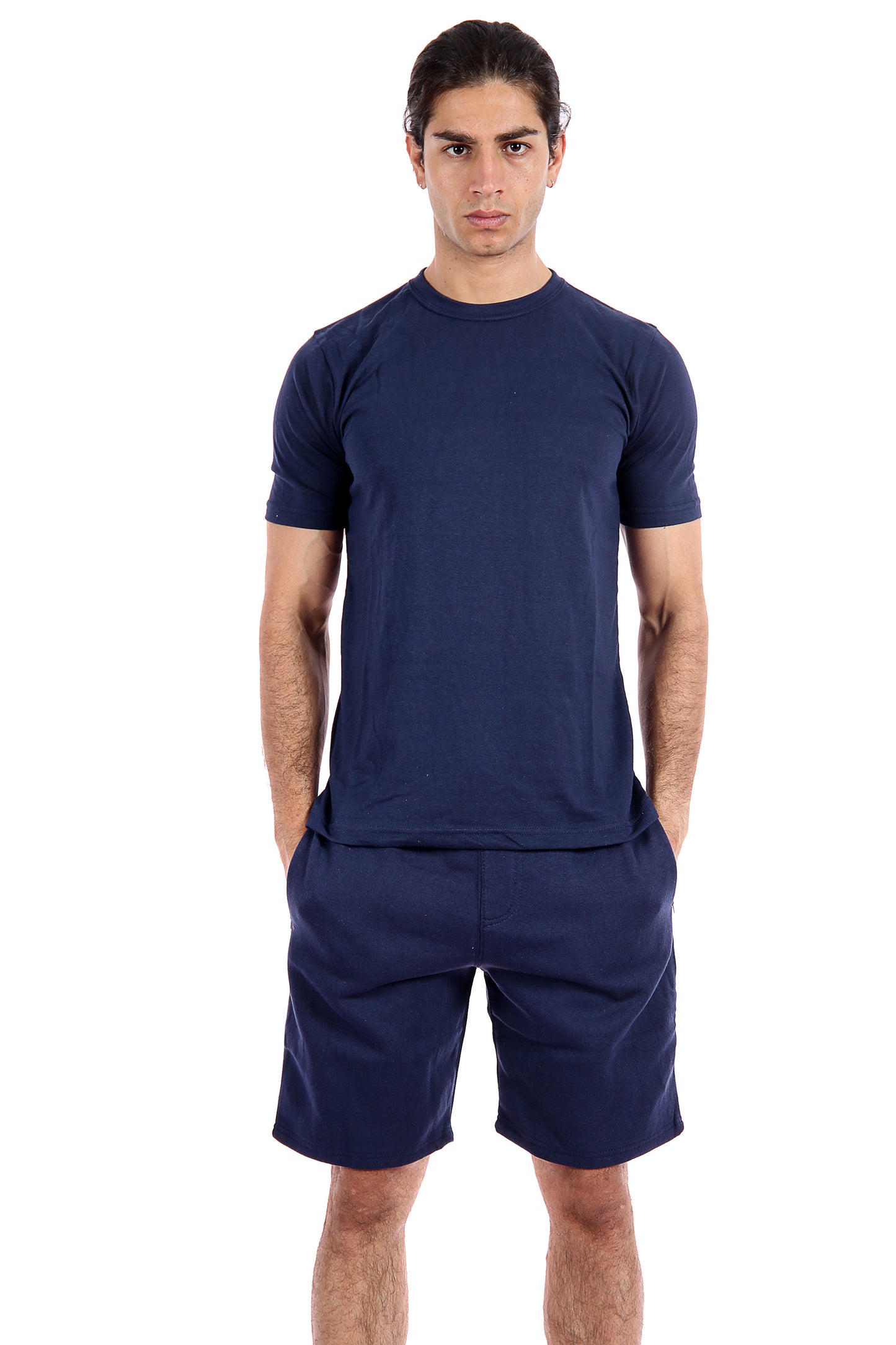 Style Moda Men's Crew Neck T-Shirt & Zipper Shorts Set Loungewear