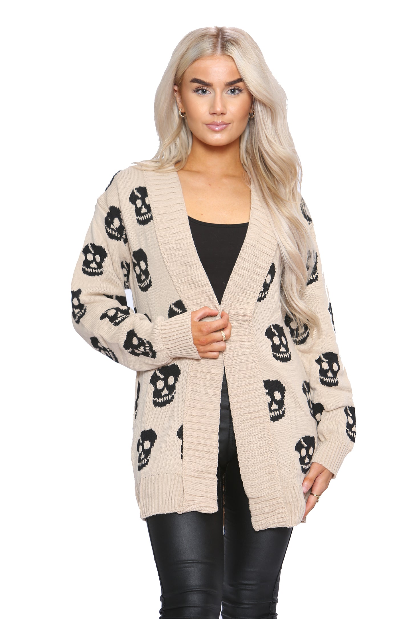 Ladies Skull Knitted Gothic Open Cardigan Top UK Plus Sizes