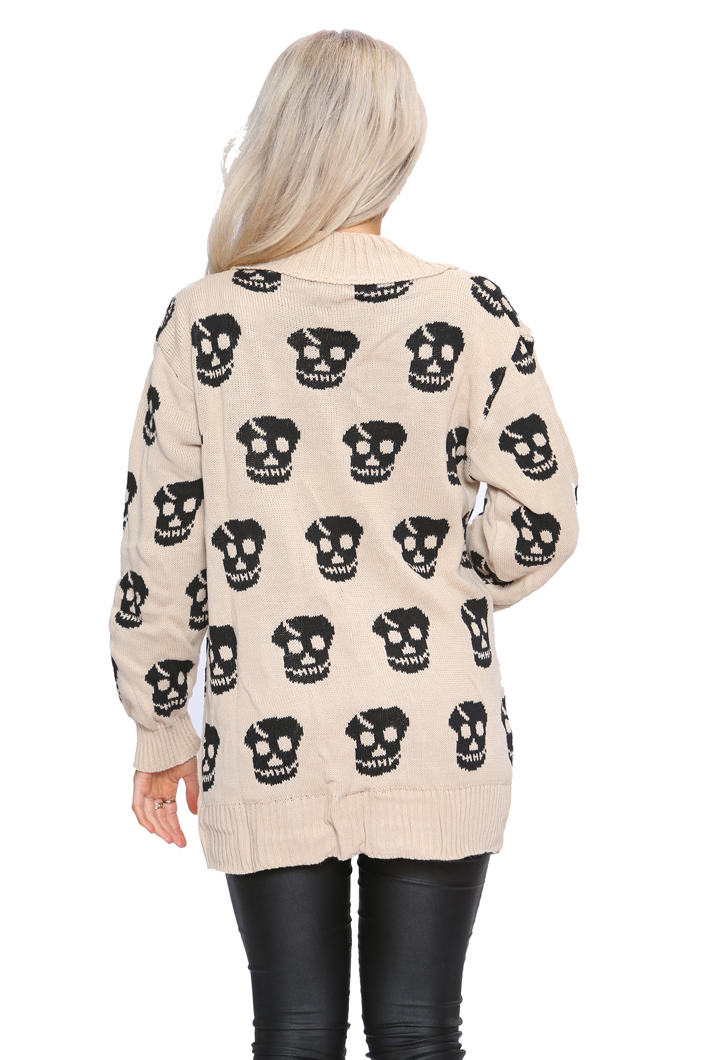 Ladies Skull Knitted Gothic Open Cardigan Top UK Plus Sizes