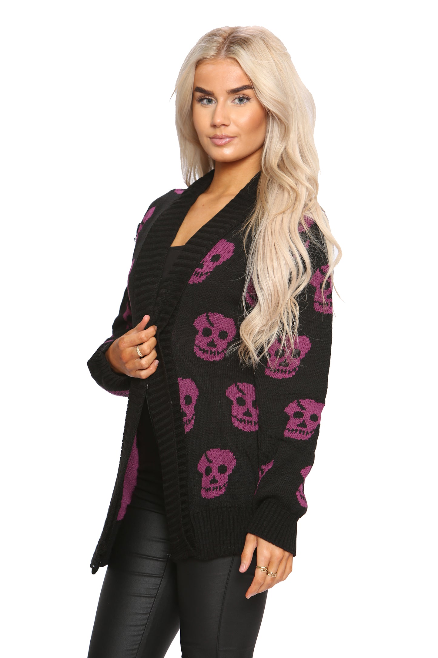 Ladies Skull Knitted Gothic Open Cardigan Top UK Plus Sizes