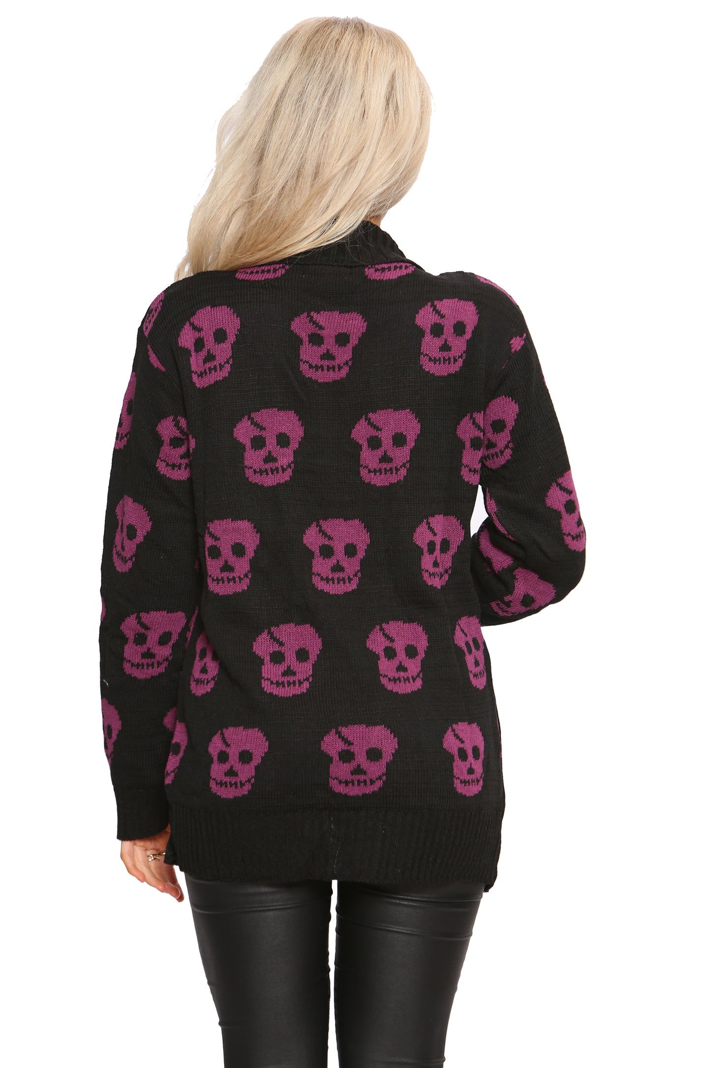 Ladies Skull Knitted Gothic Open Cardigan Top UK Plus Sizes