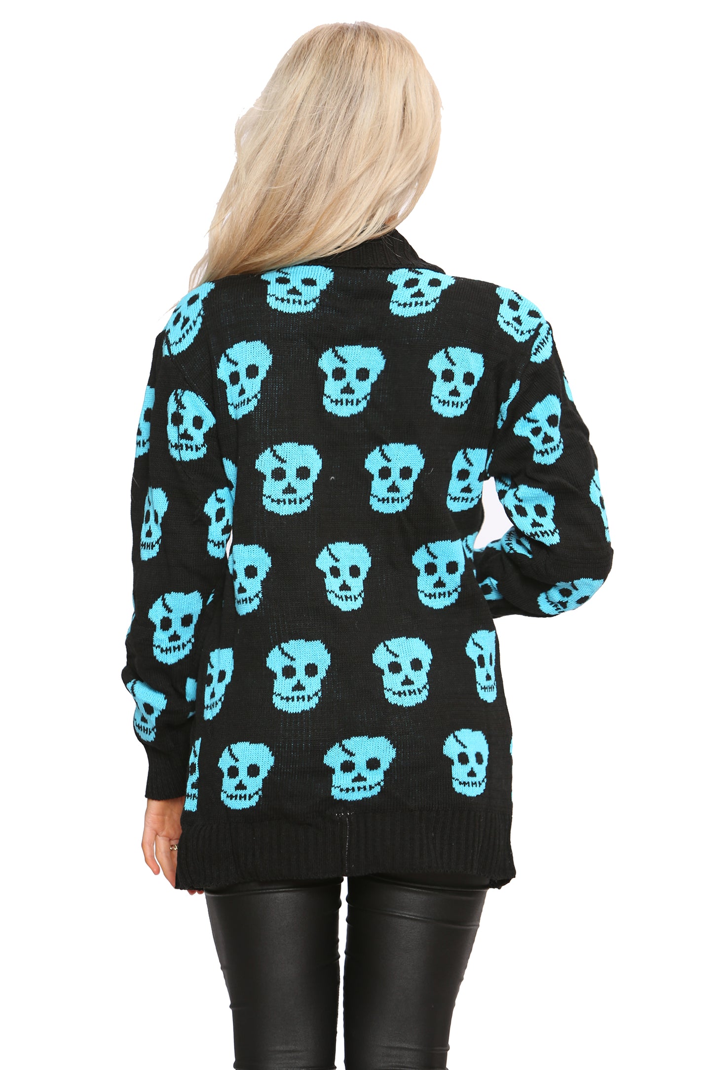 Ladies Skull Knitted Gothic Open Cardigan Top UK Plus Sizes