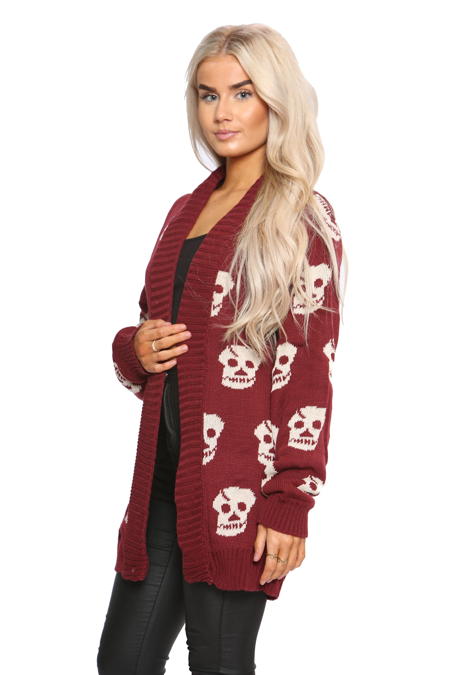 Ladies Skull Knitted Gothic Open Cardigan Top UK Plus Sizes