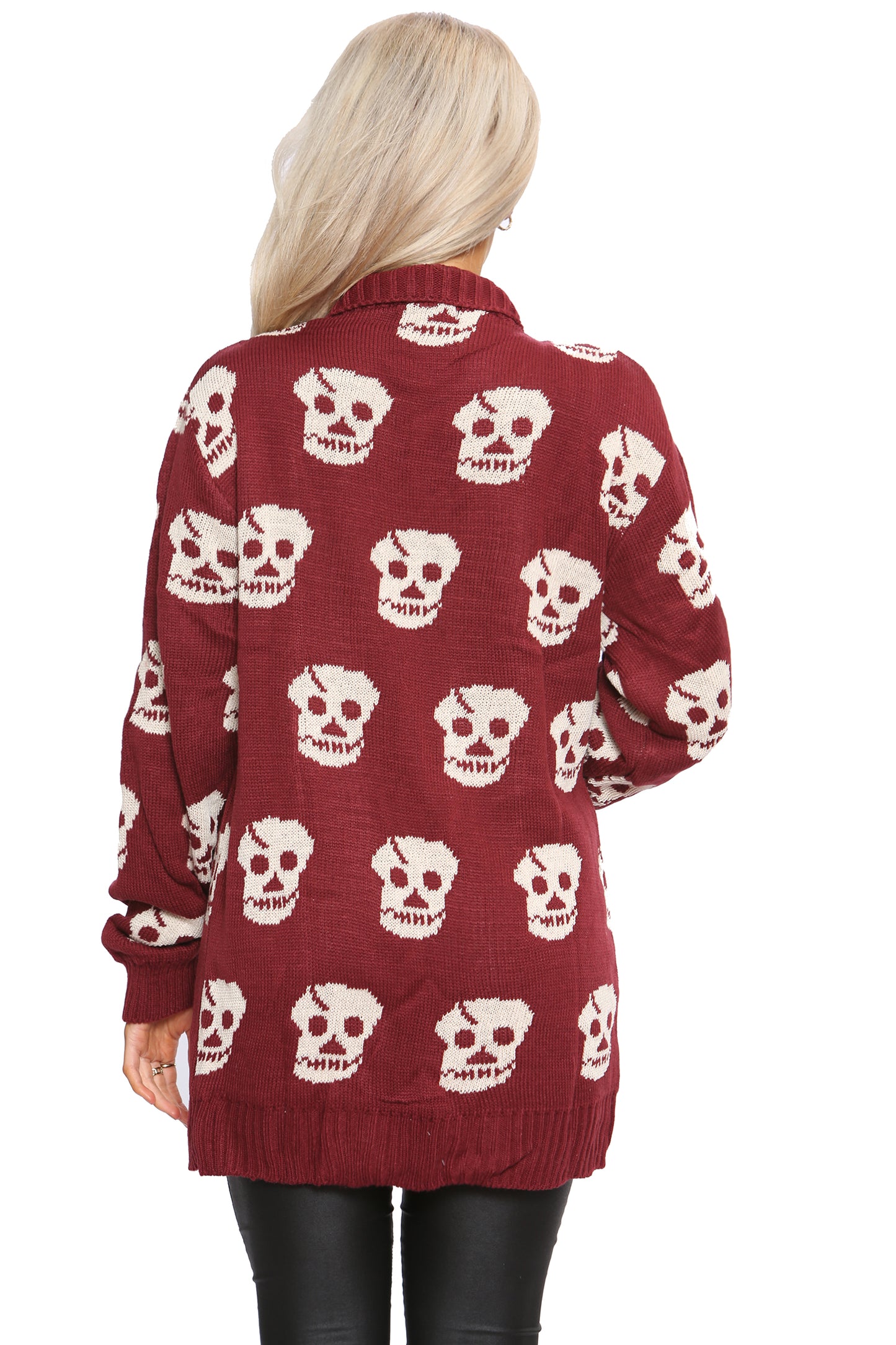 Ladies Skull Knitted Gothic Open Cardigan Top UK Plus Sizes