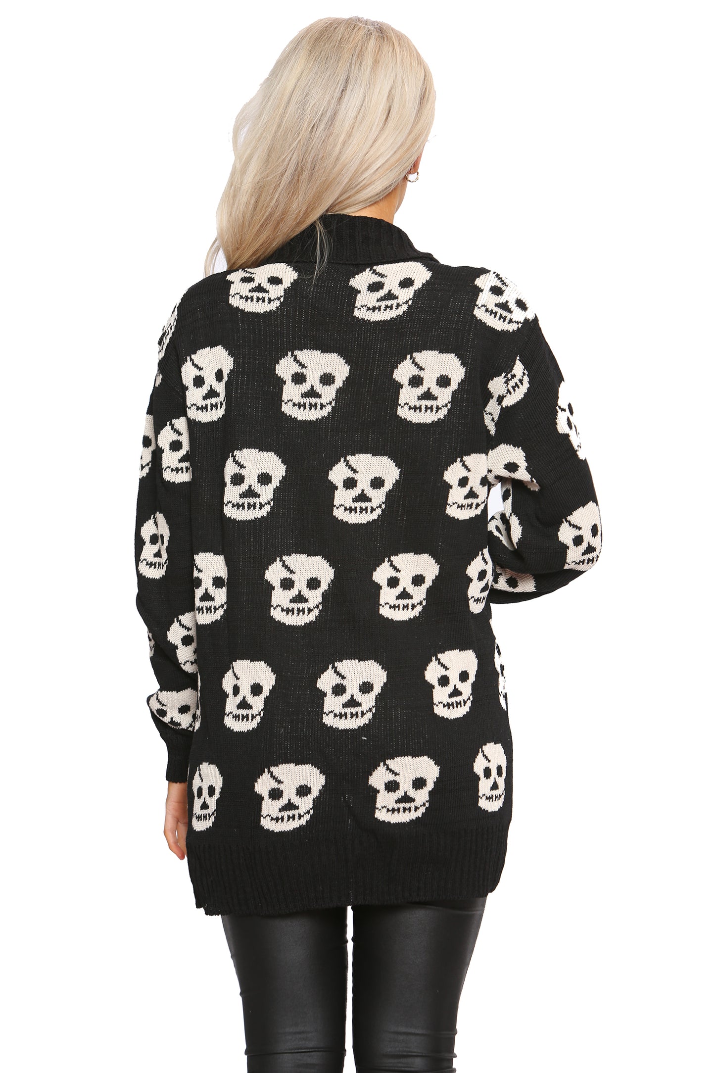 Ladies Skull Knitted Gothic Open Cardigan Top UK Plus Sizes