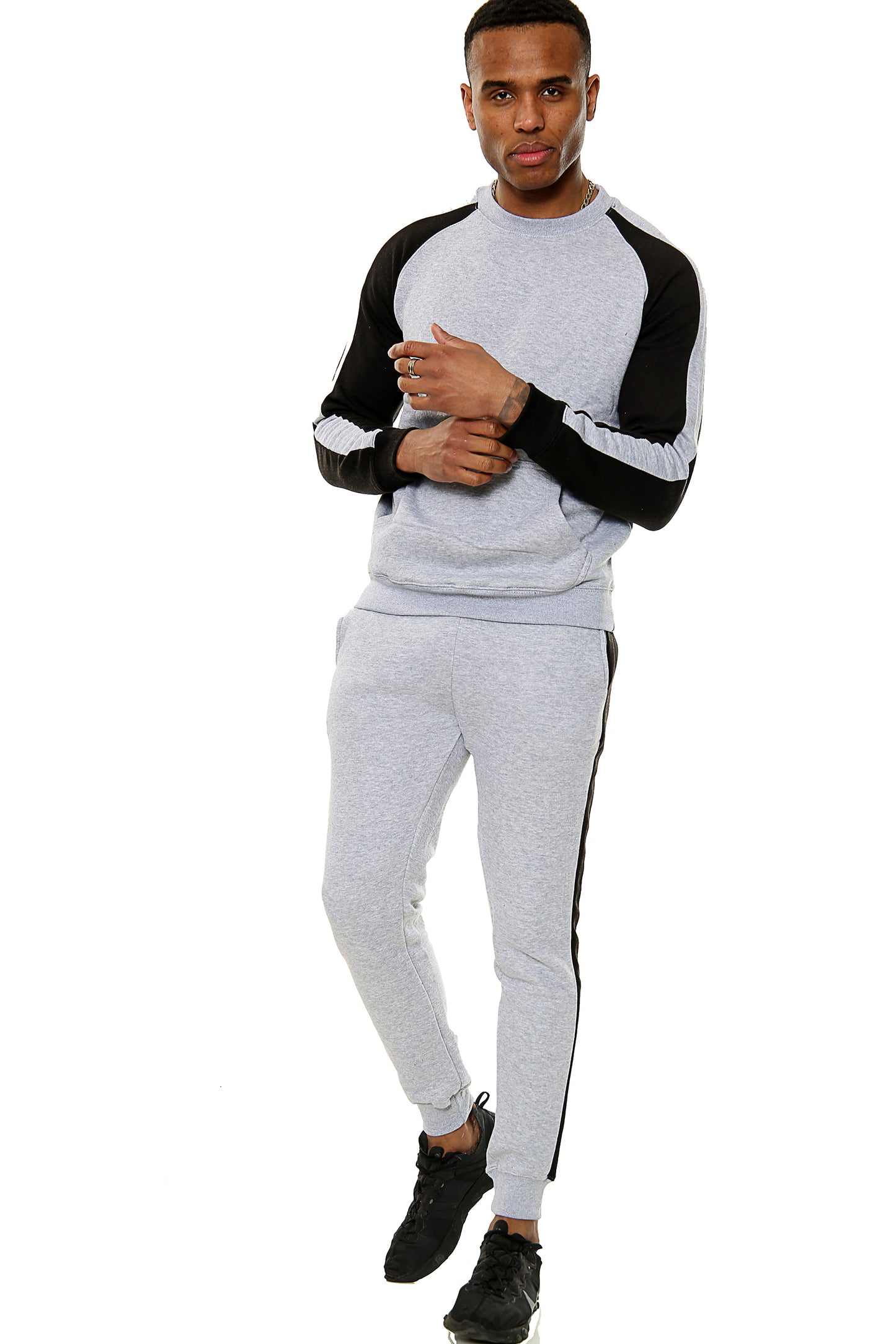 Style Moda Mens Full Arm Stripe Contrast Tracksuit