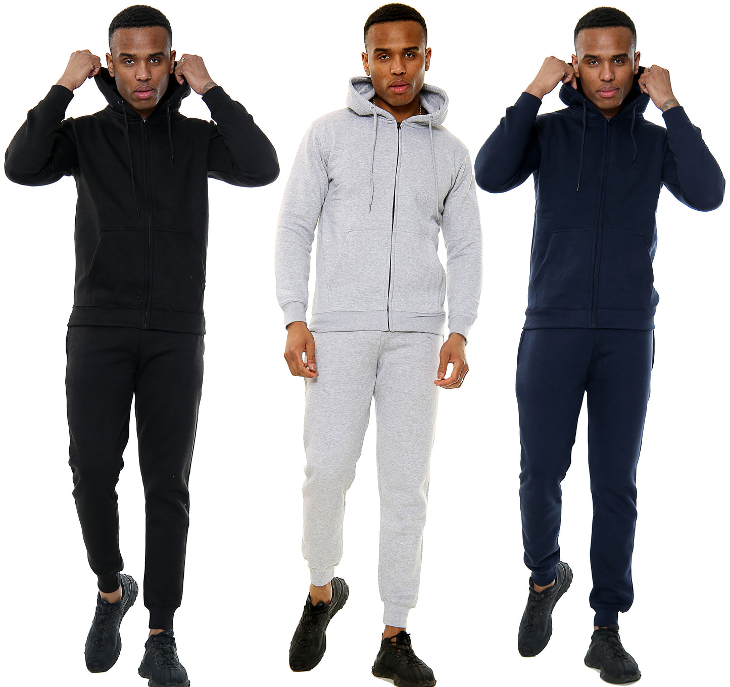 Style Moda Mens Plain Full Tracksuit with Pocket Hoodie