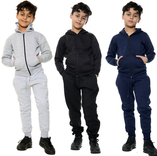 Style Moda Kids Plain Tracksuit Zipper Hoodie