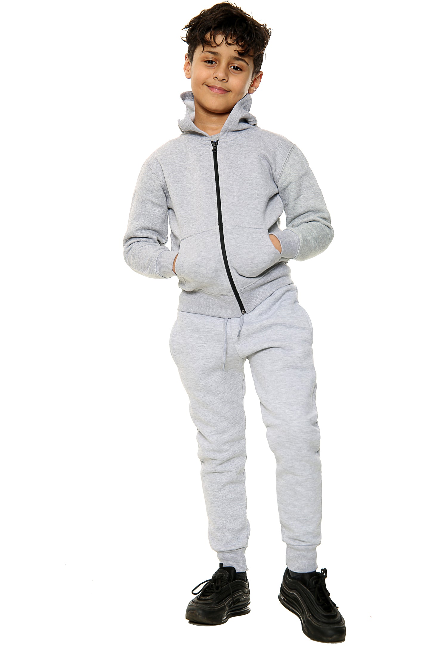 Style Moda Kids Plain Tracksuit Zipper Hoodie